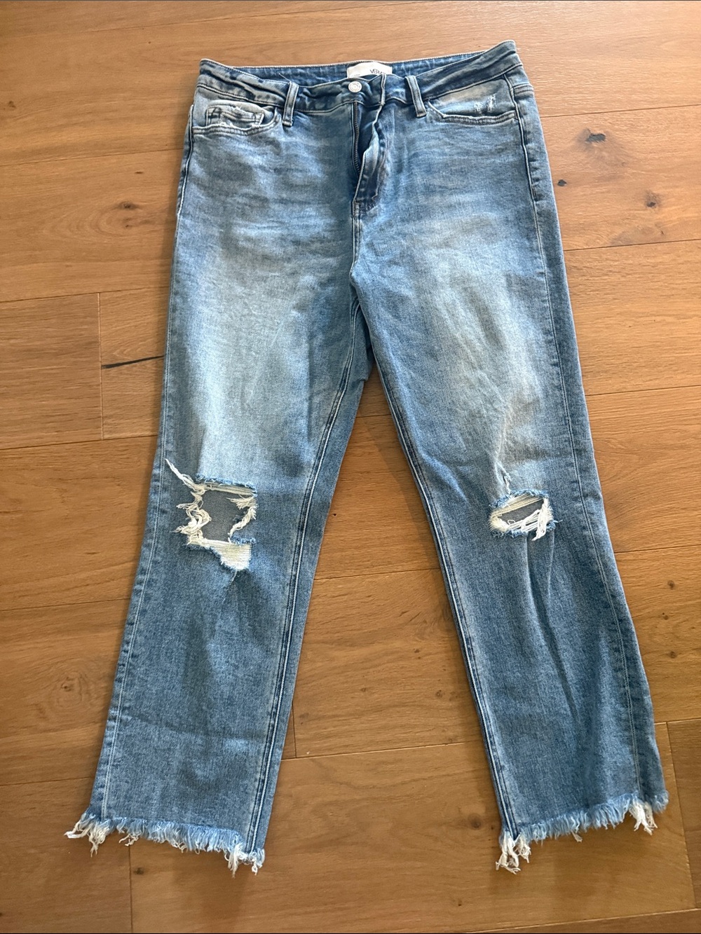 Vervet Women's Distressed Light Blue Jeans - Casual Straight Fit, size 31